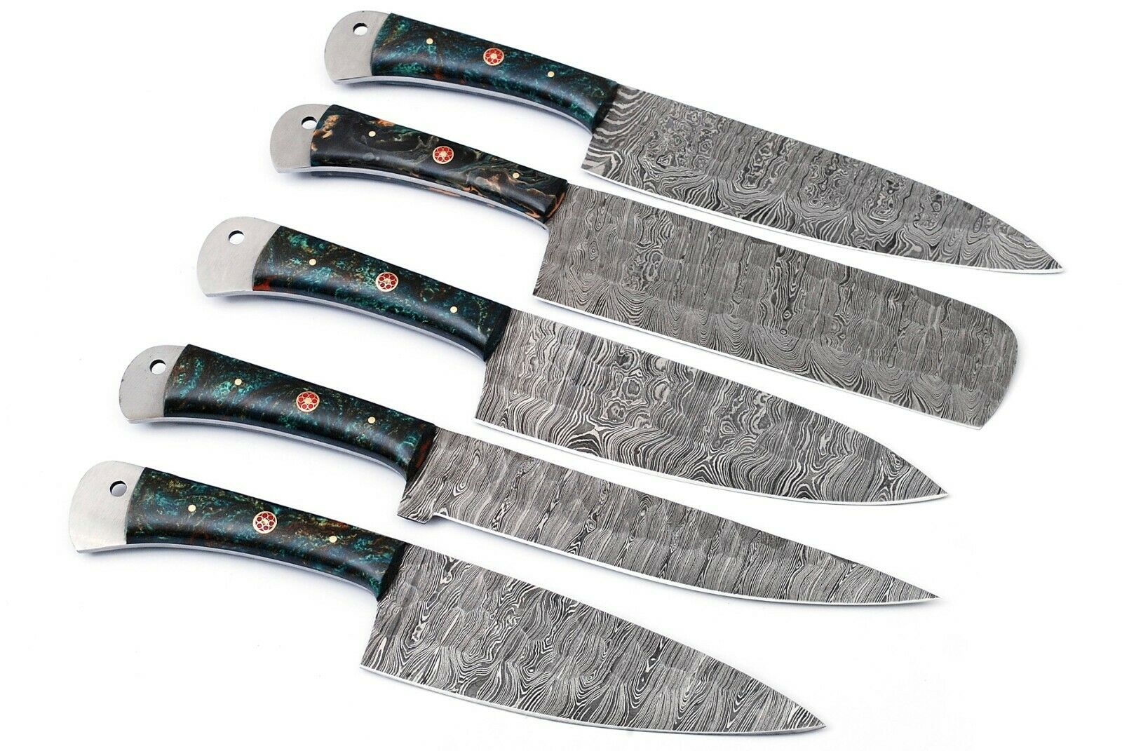 Custom Handmade Chef Knives Set / Kitchen Knives Set / 5Pcs Chef Set / The Edge Blades