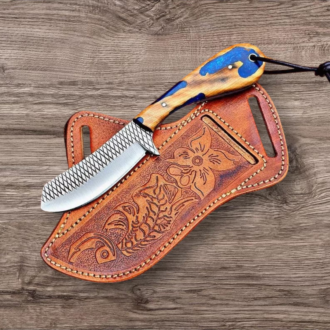 8.5" Handmade knife, High Polish Steel Blade, Hunting knife, 1095 Steel Skinner knife, 1095 Steel knife, Camping knife Unique Handle