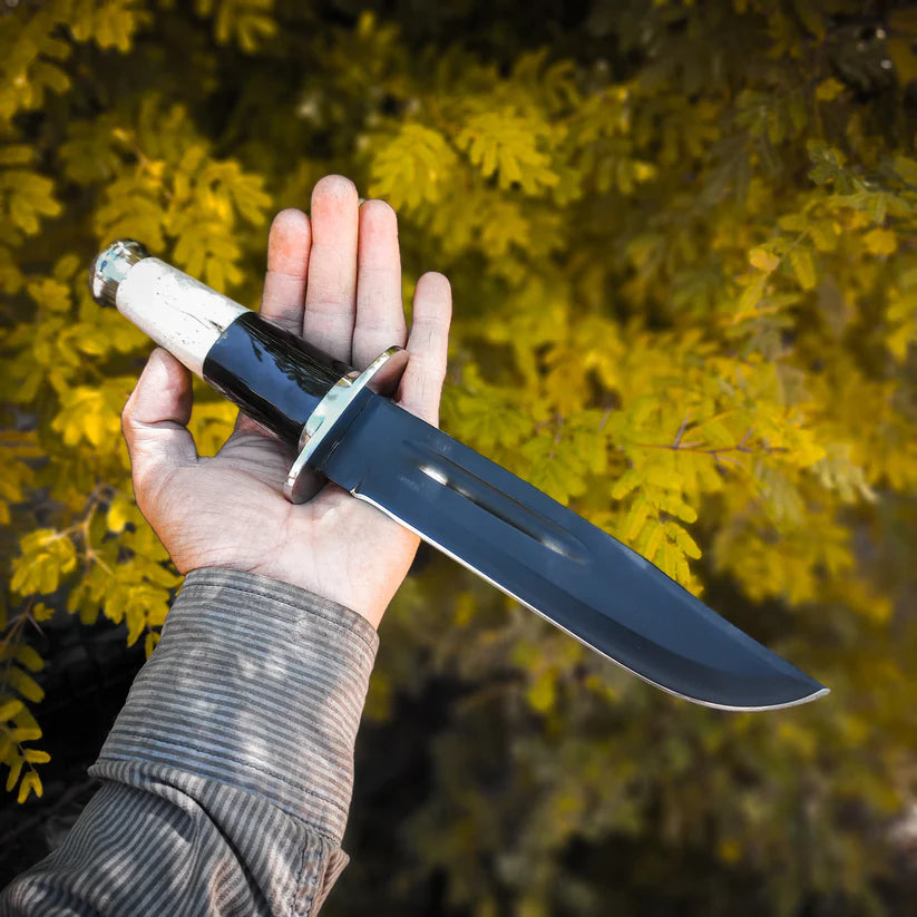 Handmade Black Coated 1095 High Carbon Steel 15 Inches Hunting KA-BAR Knife / Rambo / Bowie Knife Come With Leather Sheath Anniversary & Birthday Gift For Him / Gift for Husband / Father Day Gift