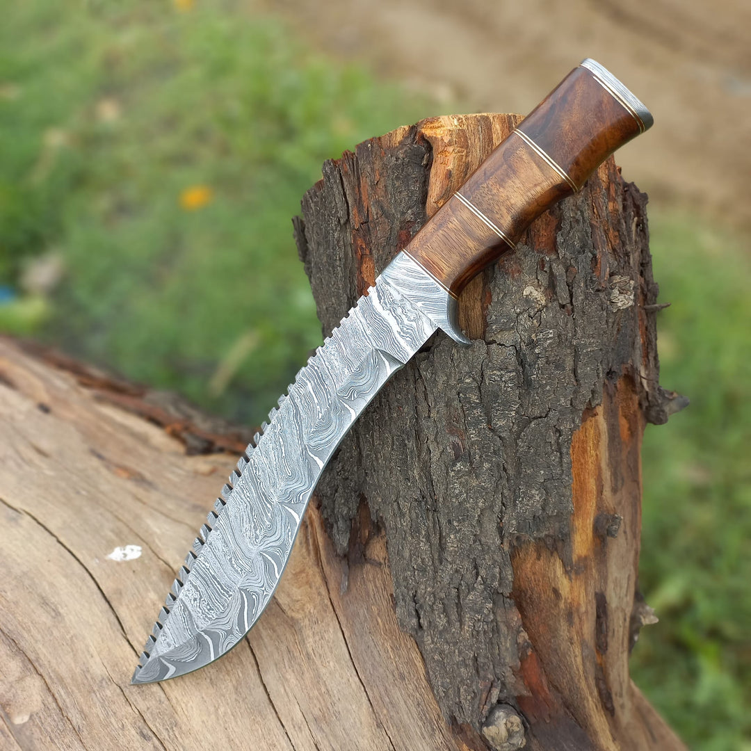 Custom Handmade Damascus Steel Kukri Knife Come With Leather Sheath, Best Gift For Her/Him, Best Gift For Boyfriend, Anniversary Gift. Father Day Gift