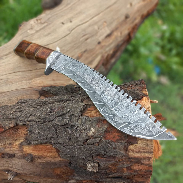 Custom Handmade Damascus Steel Kukri Knife Come With Leather Sheath, Best Gift For Her/Him, Best Gift For Boyfriend, Anniversary Gift. Father Day Gift