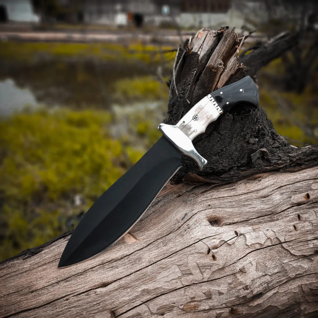 Handmade Black Coated 1095 High Carbon Steel 15 Inches Bowie Knife / Rambo / Outdoor Hunting Knife Come With Leather Sheath Anniversary & Birthday Gift For Him / Gift for Husband / Father Day Gift