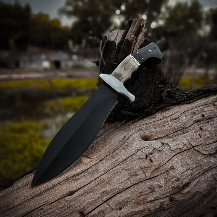 Handmade Black Coated 1095 High Carbon Steel 15 Inches Bowie Knife / Rambo / Outdoor Hunting Knife Come With Leather Sheath Anniversary & Birthday Gift For Him / Gift for Husband / Father Day Gift