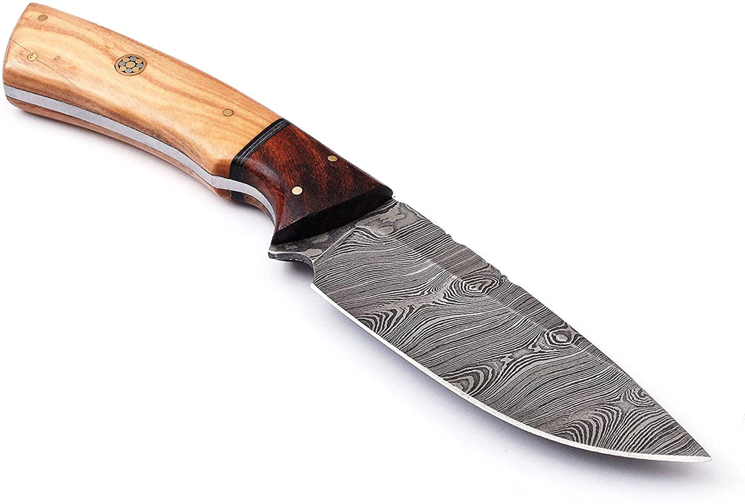 8.5" Handmade Damascus Steel Hunting Knife, Fishing Camping Utility Knife, Groomsmen Gift with personalized handle