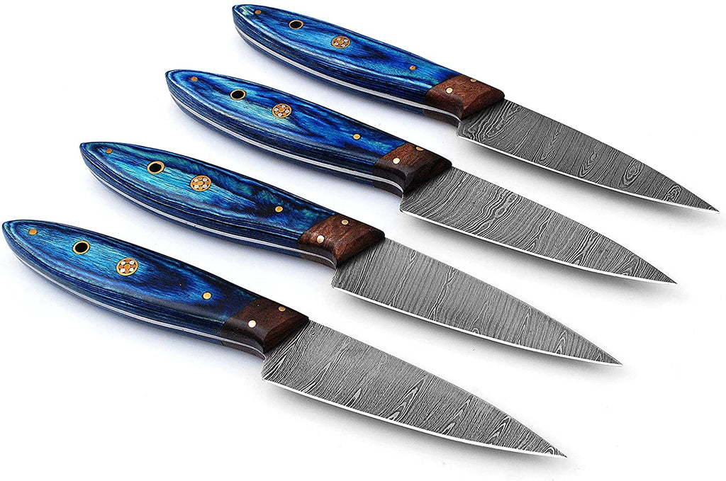 Handmade Damascus Steel 6 Pcs Steak Knife Set With Unique Handles BBQ Table Steak  Knives Birthday Gift , Mother Day Gift, Christmas Gift 