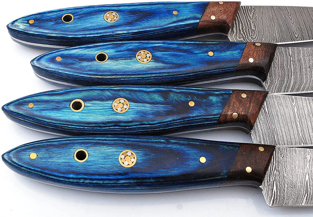 Handmade Damascus Steak Knife Set of 4 BBQ Pcs With Wood Handle, Kitchen Chef Knives, Gift For Women, Gift for Mother, wedding gift