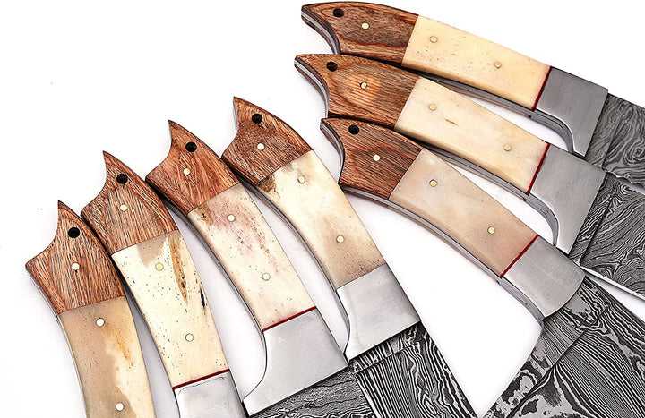 Custom Handmade Chef Knives Set / Kitchen Knives Set / 7Pcs Chef Set / Damascus Blades Chef Knives Set / BBQ Knives Set / Best gift item / Mother Day Gift / Professional Chef For Gift