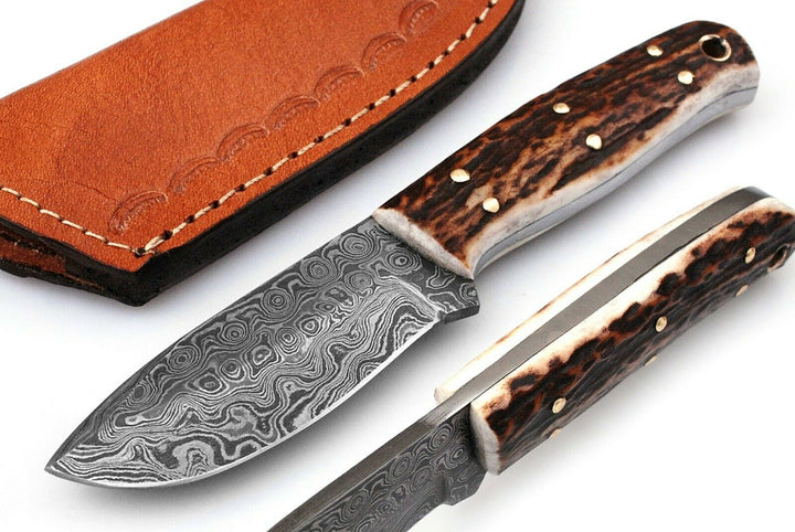 Damascus Steel Hunting Knife, Damascus Fixed Blade Knife, Damascus Stag Knife, Handmade Knives, Viking Knife, Christmas Gift, Father Day Gift, Wedding Gift, Easter Gift, Gift For Him