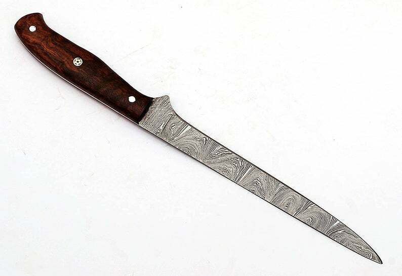 Damascus steel Fillet Fishing Knife, Handmade Damascus Fillet knife, kitchen knife, bbq Knife, steak knife, chef knife, gifts for men