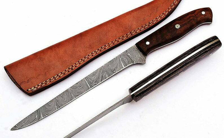 Damascus steel Fillet Fishing Knife, Handmade Damascus Fillet knife, kitchen knife, bbq Knife, steak knife, chef knife, gifts for men