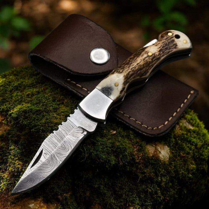 Damascus Pocket knife for Men, Groomsmen Damascus Folding Knife, Every Day Carry Knife , Damascus Knives, Gift For Him, Gift for Men USA