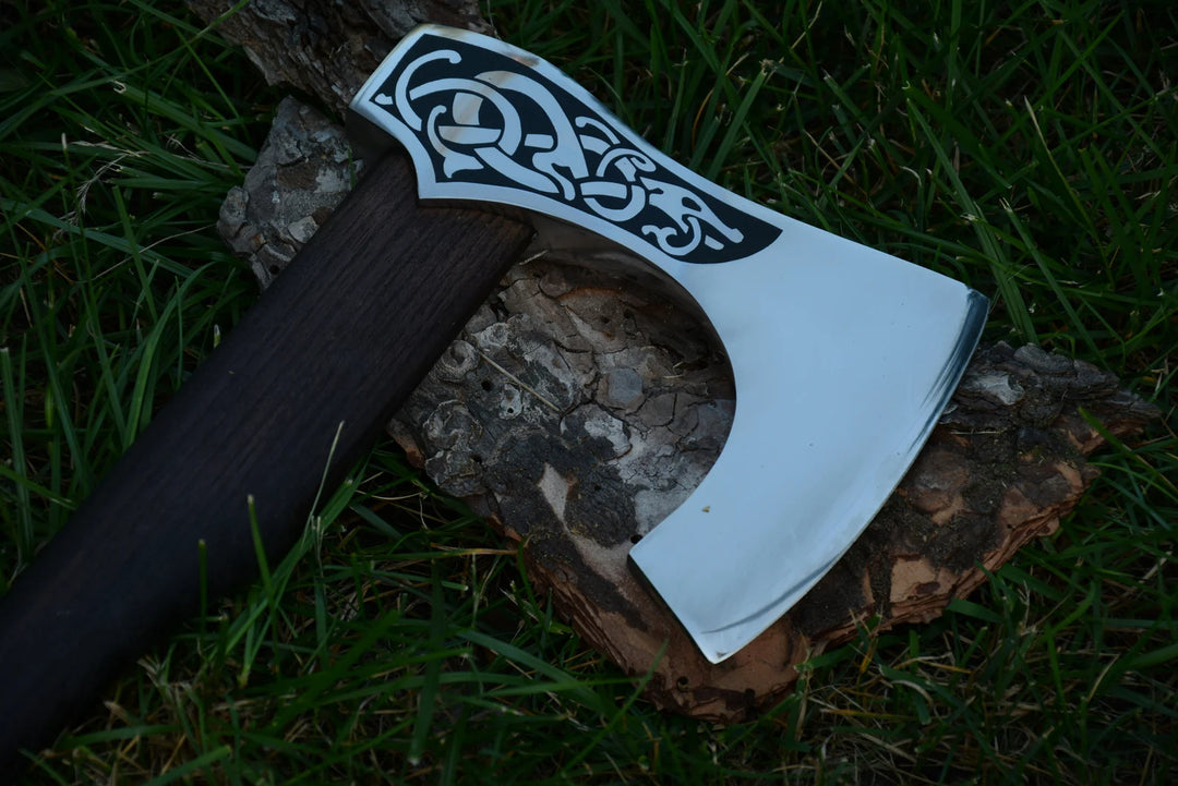 Custom Gift Viking Axe, Hatchet, Hand Forged Carbon Steel Viking Axe With Ash Wood Shaft, Viking Bearded Axe, Battle Axe, Best Gift