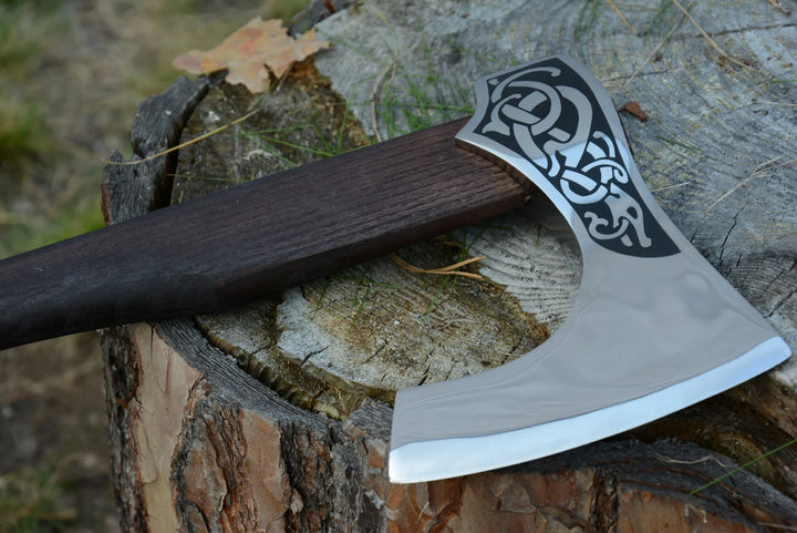 Custom Gift Viking Axe, Hatchet, Hand Forged Carbon Steel Viking Axe With Ash Wood Shaft, Viking Bearded Axe, Battle Axe, Best Gift