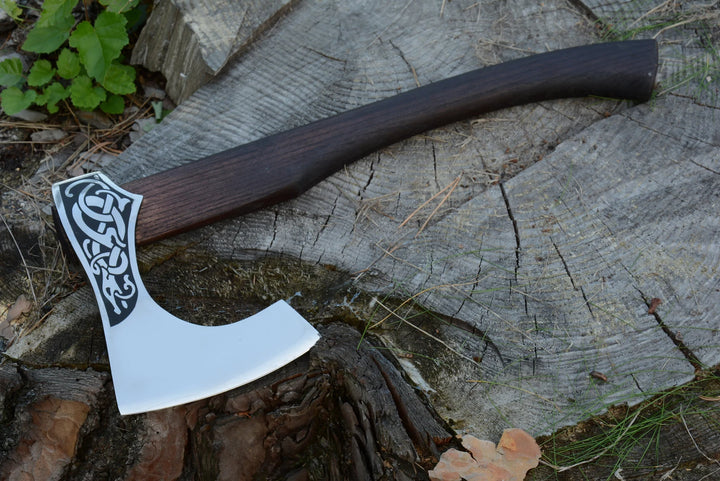 Custom Gift Viking Axe, Hatchet, Hand Forged Carbon Steel Viking Axe With Ash Wood Shaft, Viking Bearded Axe, Battle Axe, Best Gift