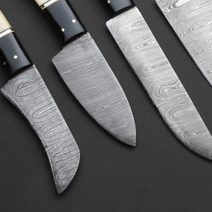 Handmade Damascus Chef Knives Set of 6Pcs BBQ Knives Kitchen Knives Groomsman Wedding Anniversary Gift for Men and women Love