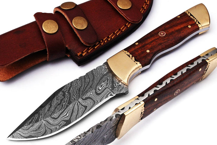 Damascus Custom Handmade Hunting Fixed Blade Camping Survival Knife, Skinner Knife, Outdoor hand crafted Knives Gifts For Men USA