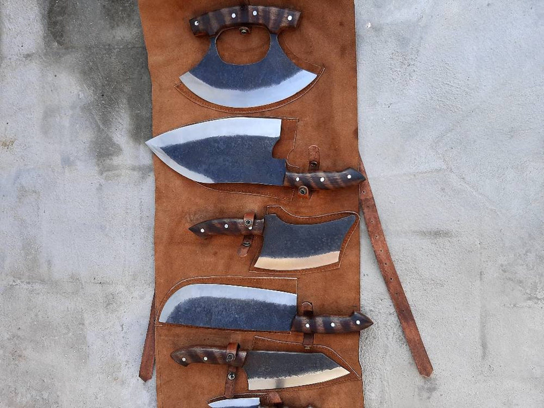 Handmade 1095 High Carbon Steel Forged Blades Complete Full Chef Knives Set of  12 Pieces Chef Set, Kitchen Knives Set & Leather Roll Bag, Mother's Day Gift, Father's Day Gift, Birthday Gift, Wedding Gift, Best Handmade Gift item, Gift for him/her