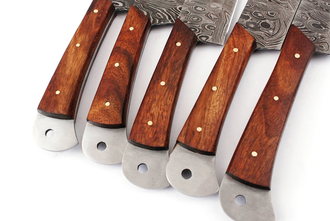 Custom Handmade Chef Knives Set / Kitchen Knives Set / 5Pcs Chef Set / Damascus Blades Chef Knives Set / BBQ Knives Set / Best handmade gift item / Mother Day Gift / Professional Chef For Gift