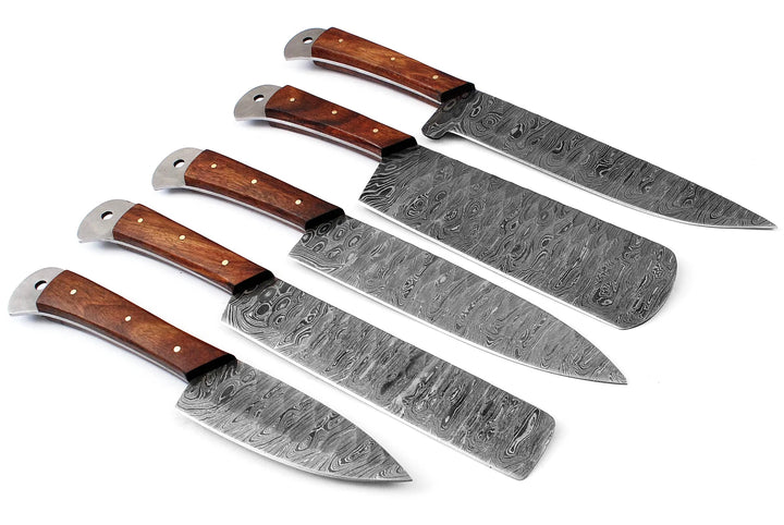 Custom Handmade Chef Knives Set / Kitchen Knives Set / 5Pcs Chef Set / Damascus Blades Chef Knives Set / BBQ Knives Set / Best handmade gift item / Mother Day Gift / Professional Chef For Gift