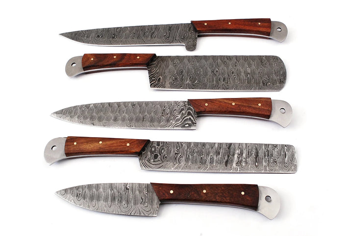 Custom Handmade Chef Knives Set / Kitchen Knives Set / 5Pcs Chef Set / Damascus Blades Chef Knives Set / BBQ Knives Set / Best handmade gift item / Mother Day Gift / Professional Chef For Gift