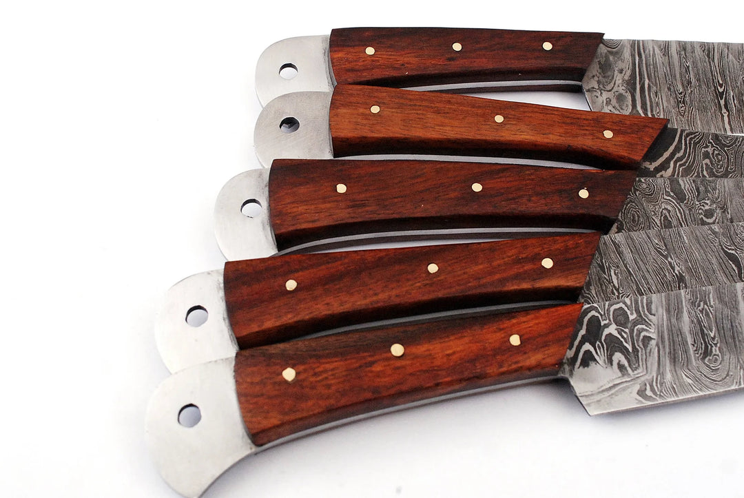 Custom Handmade Chef Knives Set / Kitchen Knives Set / 5Pcs Chef Set / Damascus Blades Chef Knives Set / BBQ Knives Set / Best handmade gift item / Mother Day Gift / Professional Chef For Gift