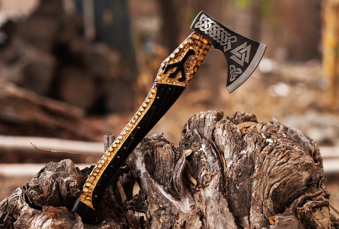 Custom Gift Viking Axe, Hatchet, Hand Forged Carbon Steel Viking Axe With Ash Wood Shaft, Viking Bearded Axe, Battle Axe, Best Gift