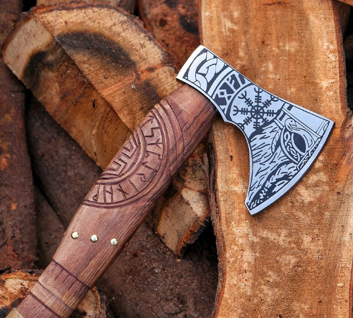 Custom Gift Viking Axe, Hatchet, Hand Forged Carbon Steel Viking Axe With Ash Wood Shaft, Viking Bearded Axe, Battle Axe, Best Gift