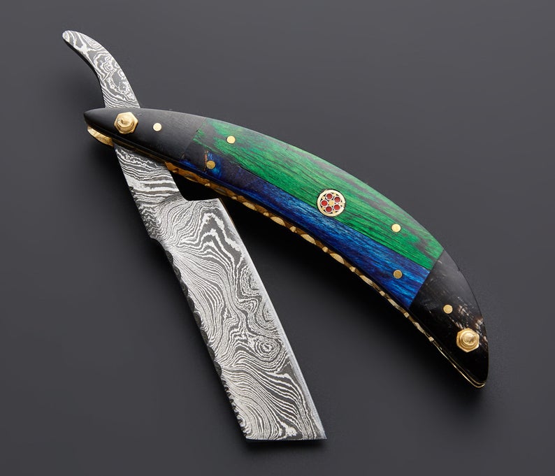 Throat Cutter || Straight Razor || Damascus Steel || Custom Handmade || Gift for Him