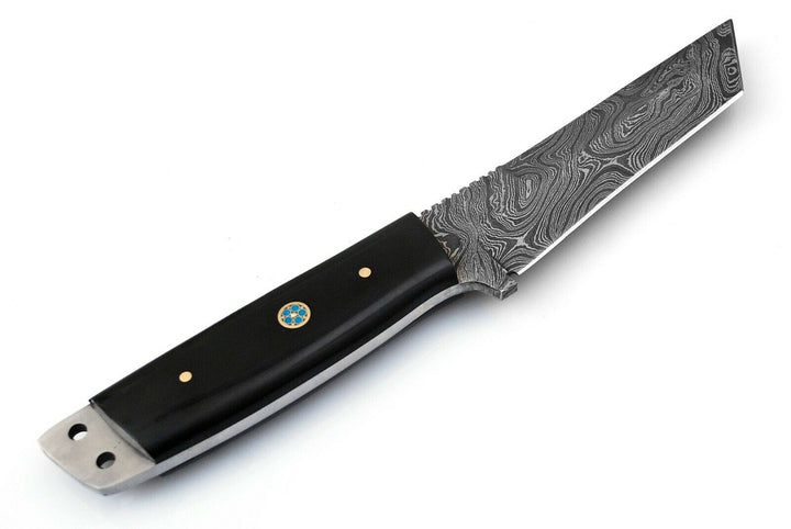 Custom Handmade Damascus Steel Tanto Knife 9.5", Damascus Hunting Knife, Fixed Blade Knife, Gift for Men