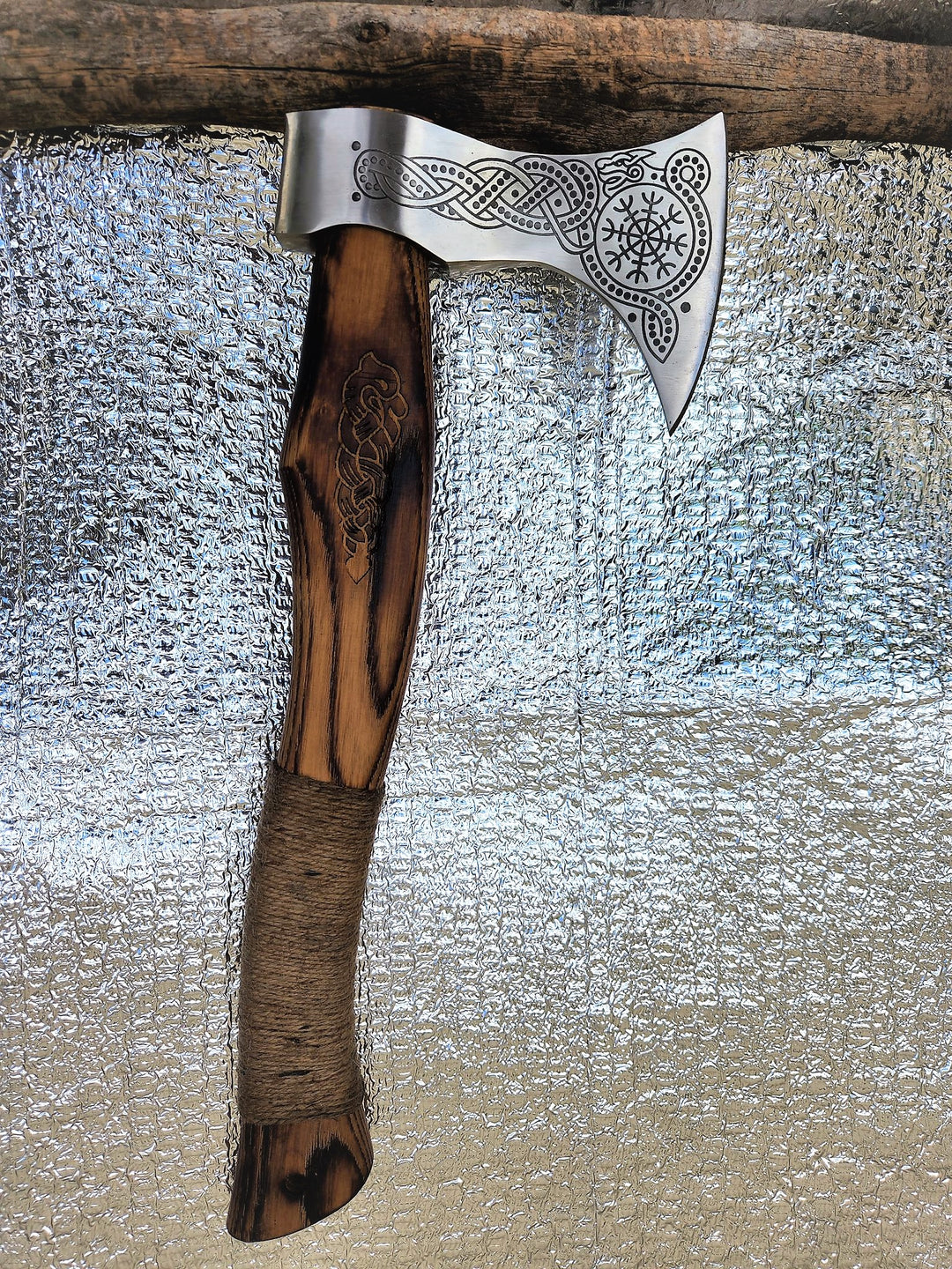 Custom Handmade Viking Gift Forged Carbon steel Axe with Ash Wood handle, Viking axe with sheath Best Birthday Anniversary gift for him;