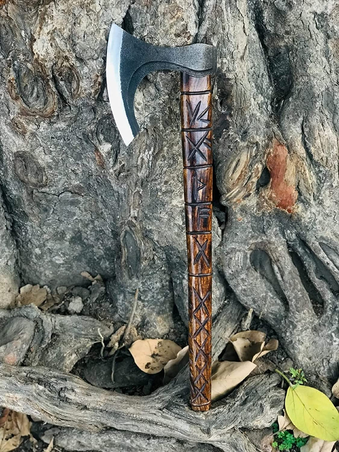 Custom Handmade Viking Gift Forged Carbon steel Axe with Rose Wood handle, Viking axe with sheath Best Birthday Anniversary gift for him