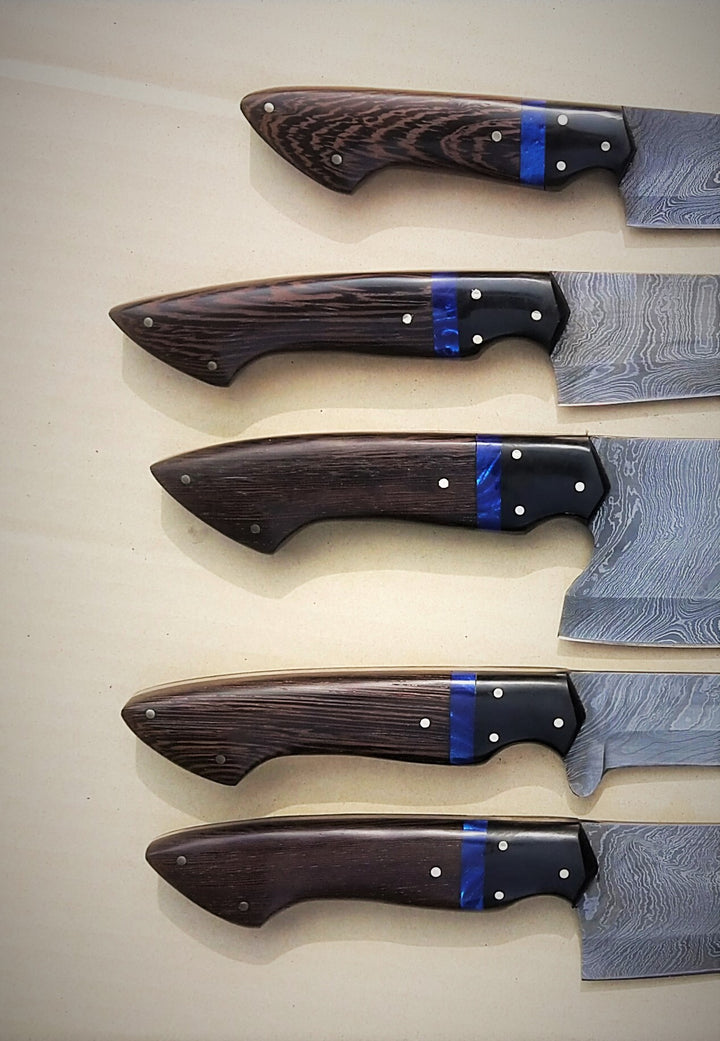 Custom Handmade Chef Knives Set / Kitchen Knives Set / 5Pcs Chef Set / Damascus Blades Chef Knives Set / BBQ Knives Set / Best gift item / Mother Day Gift / Professional Chef For Gift