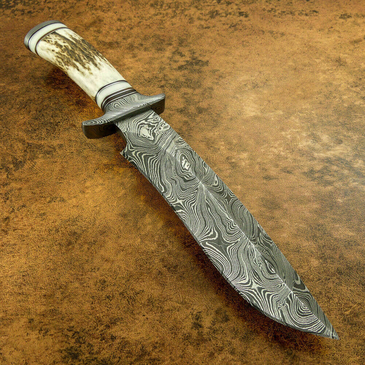 Handmade Damascus Steel Sharp Blade Bowie Knife With Unique Handle Best Gift Item