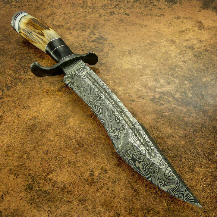 15" Handmade Bowie Knife, Damascus Steel Bowie Knife, Damascus Steel Hunting knife, birthday gift, gift for him, wedding gift, anniversary gift, Thanksgiving gift, valentine