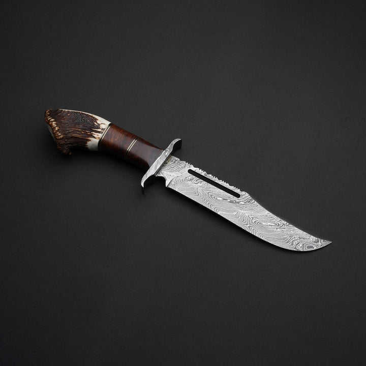 Handmade Damascus Steel Sharp Blade Bowie Knife With Unique Handle Best Gift Item