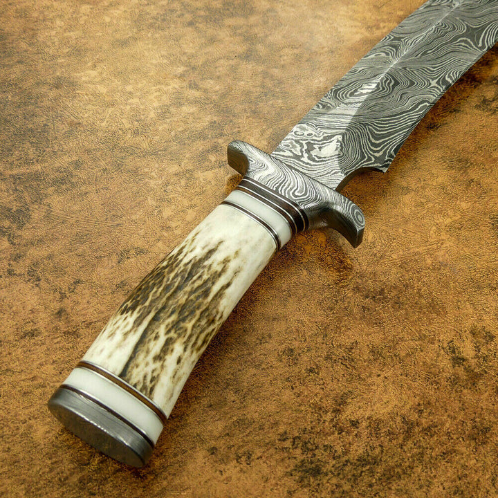 Handmade Damascus Steel Sharp Blade Bowie Knife With Unique Handle Best Gift Item