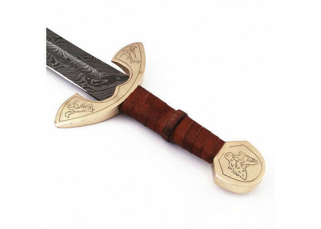 Custom Handmade Damascus Steel 36 Inches Double Edge Viking Functional Sword Battle Ready With Leather Sheath ,Gift for Him ,Birthday Gift