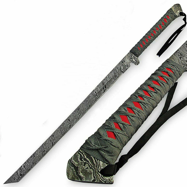 Katana Sword, Handmade Damascus Steel Full Tang Sword, Samurai Sword, Personalized gift, Tanto Sword, wedding gift, Birthday Gift, Christmas Gift.